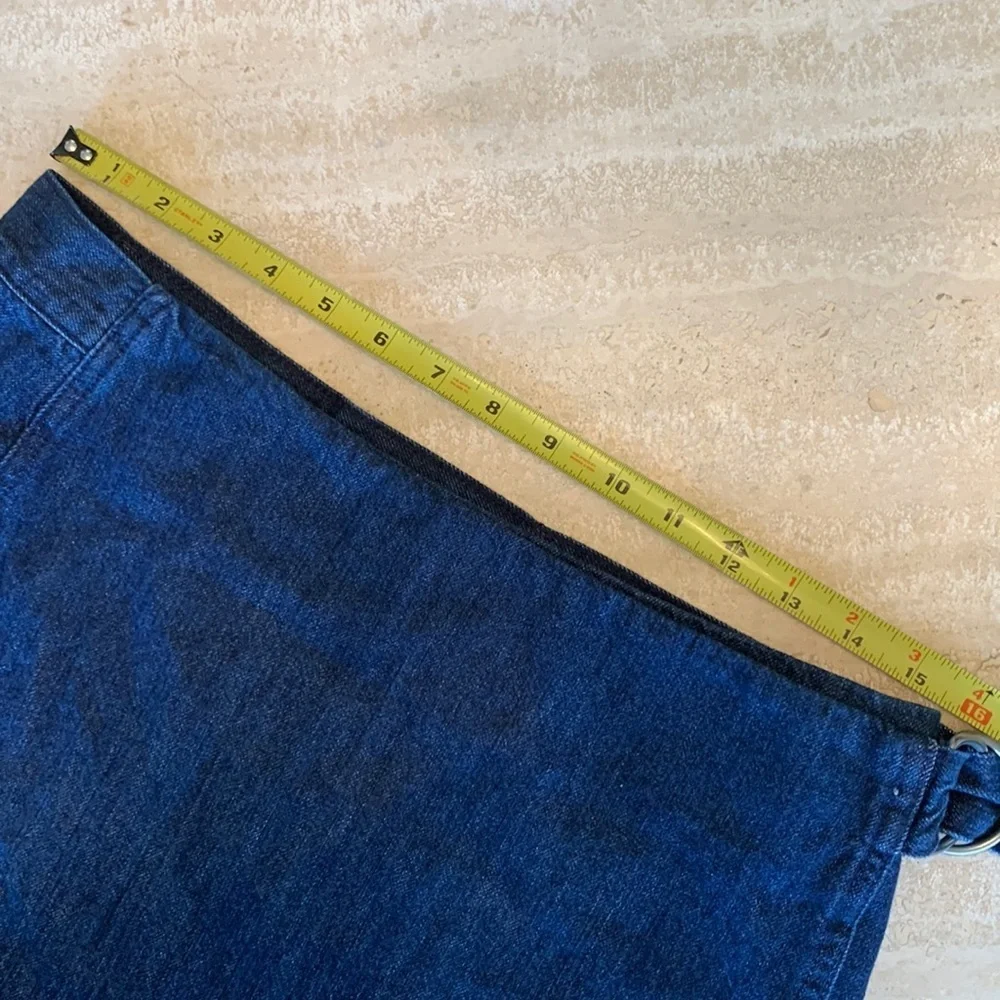 “Kintsugi” style OOAK SKIRT, Women's 8 gold embellishment, wrap, denim, raw hem.